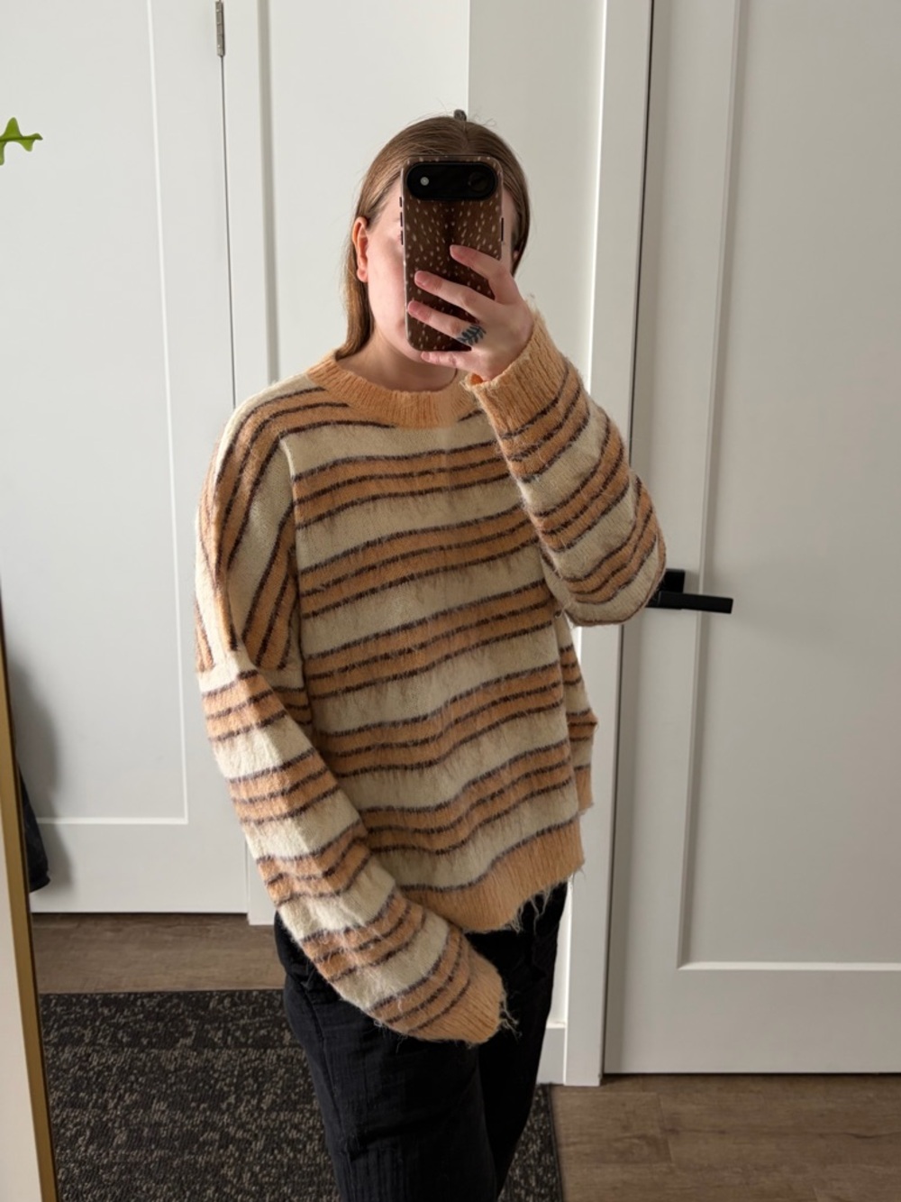 Boheme Striped Crewneck Sweater in Cream and Tan